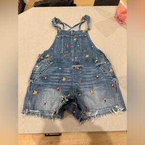 DRIFTWOOD Floral Embroidered Denim Overalls